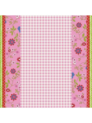 Noordwand Bluuming Affairs Behang vichyruit met bloemenrand - 44592