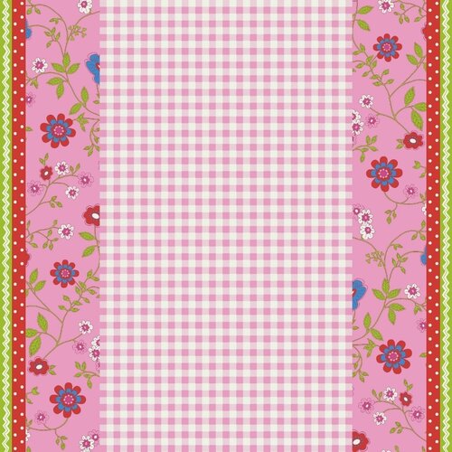 Noordwand Bluuming Affairs Behang vichyruit met bloemenrand - 44592