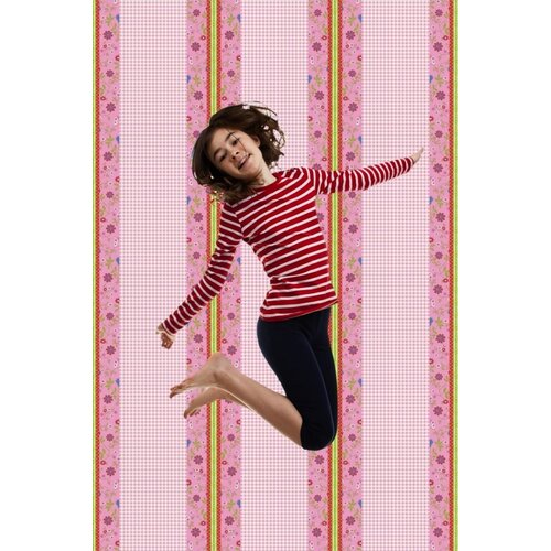 Noordwand Bluuming Affairs Behang vichyruit met bloemenrand - 44592