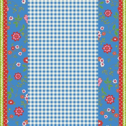 Noordwand Bluuming Affairs Behang vichyruit met bloemenrand - 44593