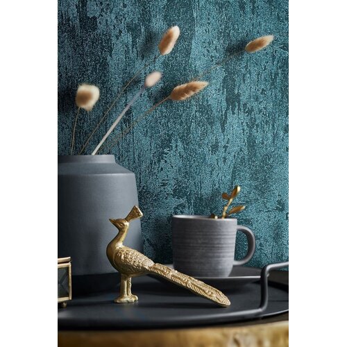 Noordwand City Glow; The New Textures Book; City Romance Metallic teal behang met structuur - 34278