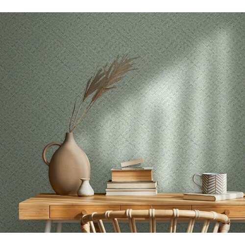 Noordwand Flora Behang met rotan vlechtwerk - 47479