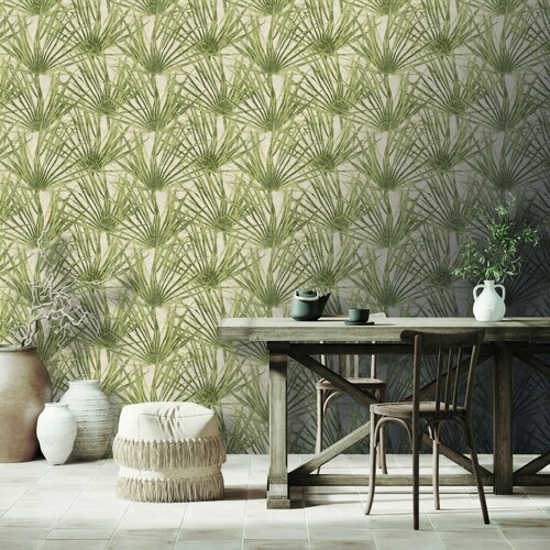 Noordwand Herbarium Behang met palmbladeren - HE27262