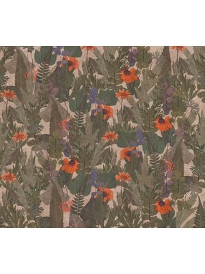 Noordwand Herbarium Fotobehang met grote bladeren en bloemen - HED27290