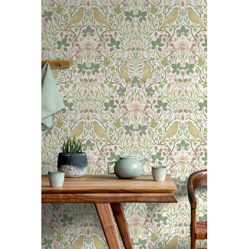 Noordwand Heritage Behang met vogels en Art Nouveau bladeren - 47620