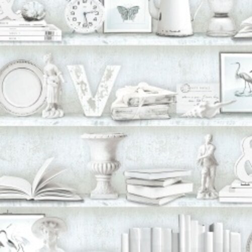 Noordwand Homestyle Behang met wandplanken met boeken en decoratie - FH37506