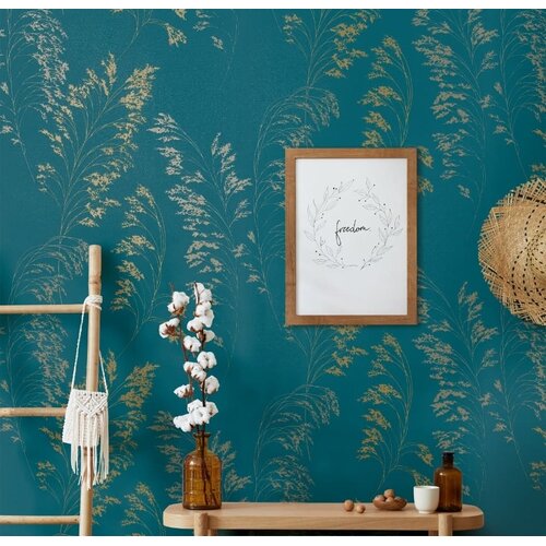 Noordwand Jackie Behang met glanzende graspluimen - 6819-30