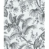 Noordwand Jackie Behang zwart-wit met bladeren - 6818-10