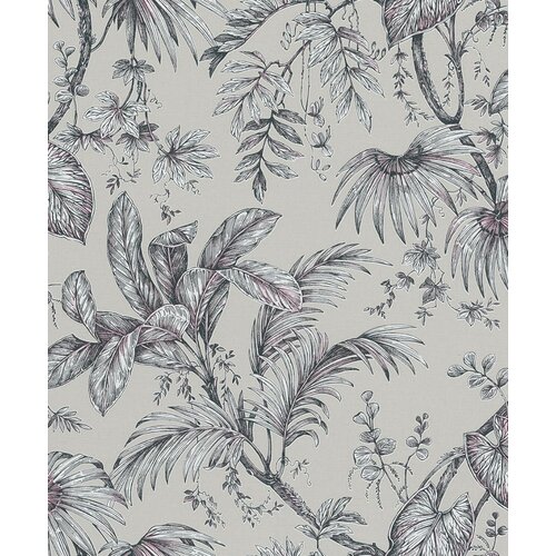 Noordwand Jackie; The New Design Book Behang met zwarte-wit-roze bladeren - 6818-20