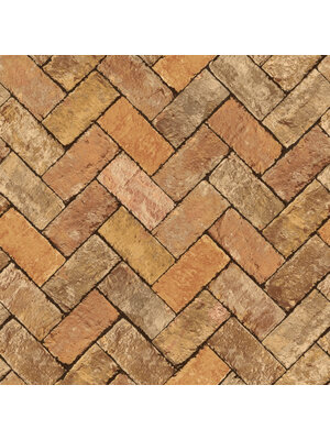 Noordwand Just Kitchens Behang met bakstenen in visgraatverband - G45428