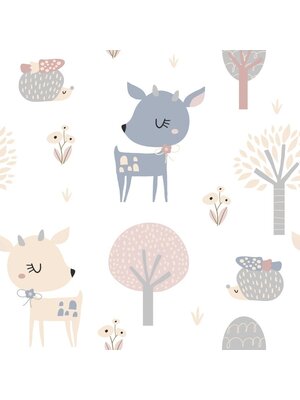 Noordwand Kids Walls Behang met hertjes en egels - 45834