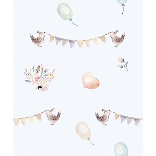 Noordwand Kids Walls Behang met vogeltjes, vlaggetjes en ballonnen - 45892