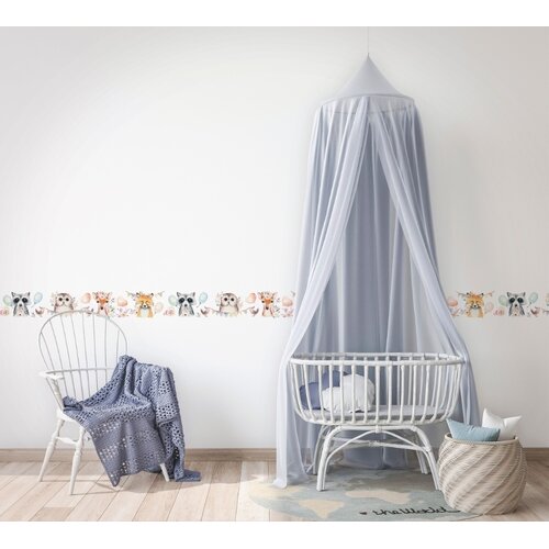 Noordwand Kids Walls Behangrand met bosdiertjes, slingers en ballonnen - 45888