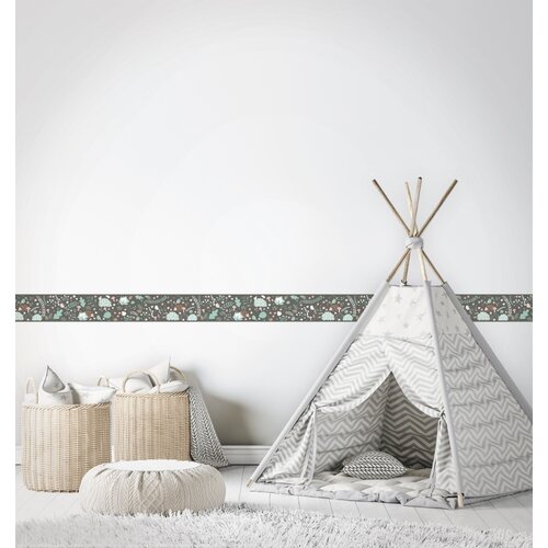 Noordwand Kids Walls Behangrand met egeltjes, vogels, paddestoelen en bloemen - 45871