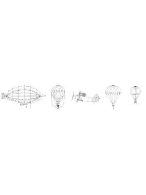 Noordwand Kids Walls Behangrand met zeppelins en parachutes - 45828