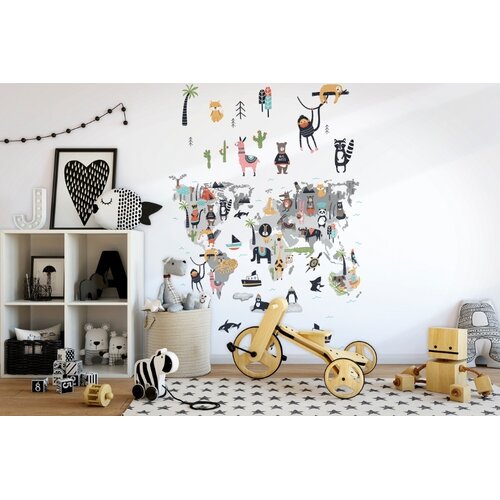 Noordwand Kids Walls Fotobehang kinderkamer wereldkaart dieren - 45875