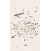 Noordwand Kids Walls Fotobehang met beige wereldkaart met dieren en vliegtuigen - 45856