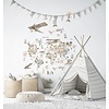 Noordwand Kids Walls Fotobehang met beige wereldkaart met dieren en vliegtuigen - 45858