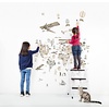Noordwand Kids Walls Fotobehang met beige wereldkaart met dieren en vliegtuigen - 45858