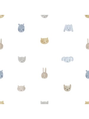 Noordwand Happy Behang met dierenhoofdjes - 14813