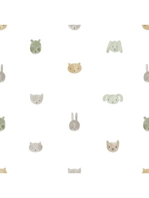Noordwand Happy Behang met dierenhoofdjes - 14812