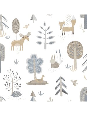 Noordwand Happy Behang met bosdiertjes - 14803