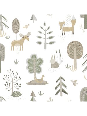 Noordwand Happy Behang met bosdiertjes - 14802