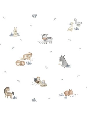 Noordwand Happy Behang met boerderij dieren - 14830