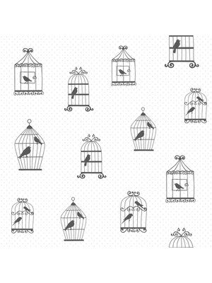 Dutch Wallcoverings FC Joy- vogelkooi wit/zwart - 72114