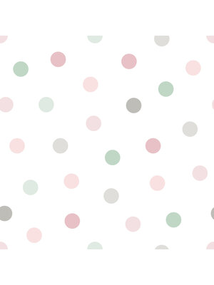 Dutch Wallcoverings FC Joy- stippen wit/roze/grs/grn - 72030