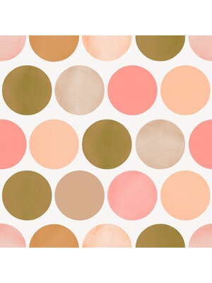 Dutch Wallcoverings FC Joy- stippen wit/roze/bruin - 72140