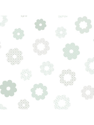 Dutch Wallcoverings FC Joy- bloemen wit/mintgroen - 72085