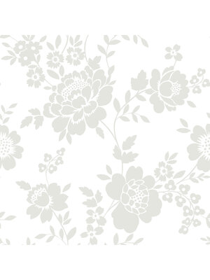 Dutch Wallcoverings FC Joy- bloemen wit/grijs - 72053