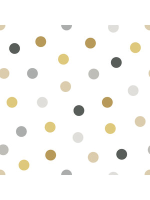 Dutch Wallcoverings FC Joy- stippen wit/bruin/grijs - 72138