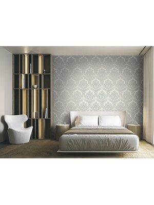 Dutch Wallcoverings FC New Tekko medaillon grijs/zilver - 20005