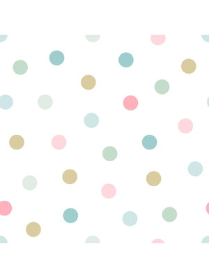 Dutch Wallcoverings FC Joy- stippen wit/multi - 72096