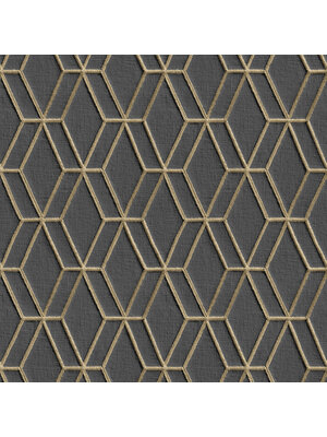 Dutch Wallcoverings Wallstitch/Bs1 Hexagonal Black - Zwart