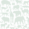 Dutch Wallcoverings FC Joy- dieren wit/mintgroen - 72070