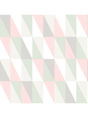 Dutch Wallcoverings FC Joy- driehoeken roze/grijs - 72130