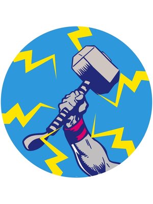 Noordwand Komar Dots Behangcirkel Marvel - Avengers - Thor's Hammer Pop Art - DD1-056