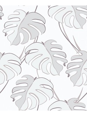 Kylie Behang met lila grijze monstera print - 81604
