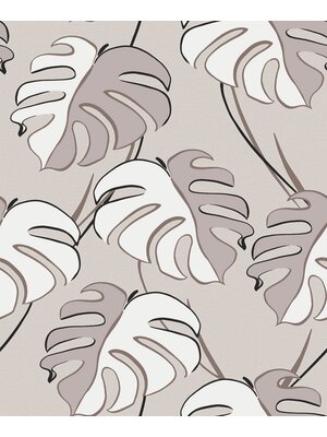 Kylie Behang met wit grijze monstera print - 81606 Kylie Behang met wit grijze monstera print - 81606