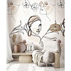 Kylie Fotobehang fineline art face - 81610