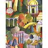 Leyla Behang met abstracte huizen en bomen - 81661