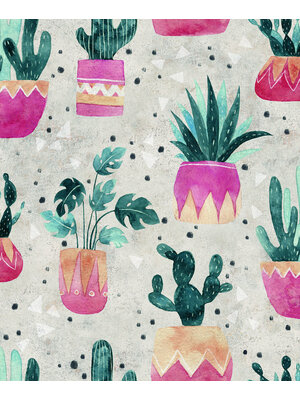 Leyla Behang met cactussen in pot - 81652 Leyla Behang met cactussen in pot - 81652