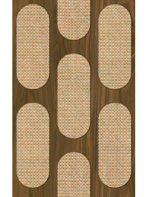 Leyla Behang met rotan en hout patroon - 81637