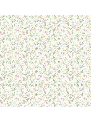 Miniatures 3 Behang met bloemen en vogels - G68716