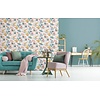 TopChic 2023-2025; Jackie; Flora; The New Textures Book Behang uni vergrijsd turquoise blauw - 6820-90