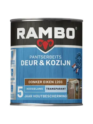 Rambo Pantserbeits Deur & Kozijn Transparant Hoogglans - Donker Eiken Rambo Pantserbeits Deur & Kozijn Transparant Hoogglans - Donker Eiken