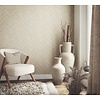 Travertino Behang met houten Hongaarse punt motief - 33373